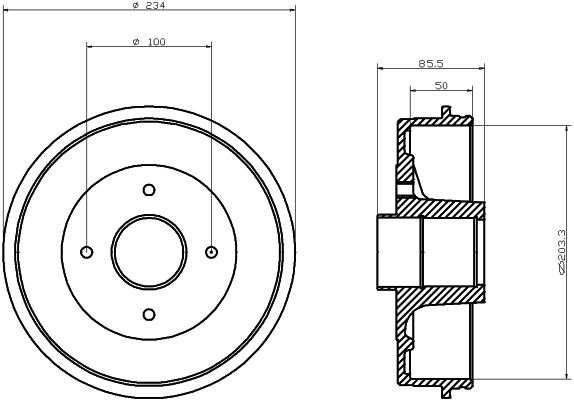 HELLA PAGID Bremžu trumulis 8DT 355 300-241